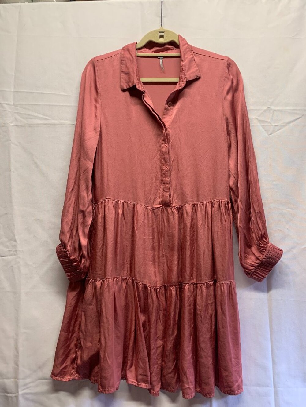 YFB Young Fabulous & Broke Shirt dress Tiered Flowy Boho Mauve Pink Med (KH128)